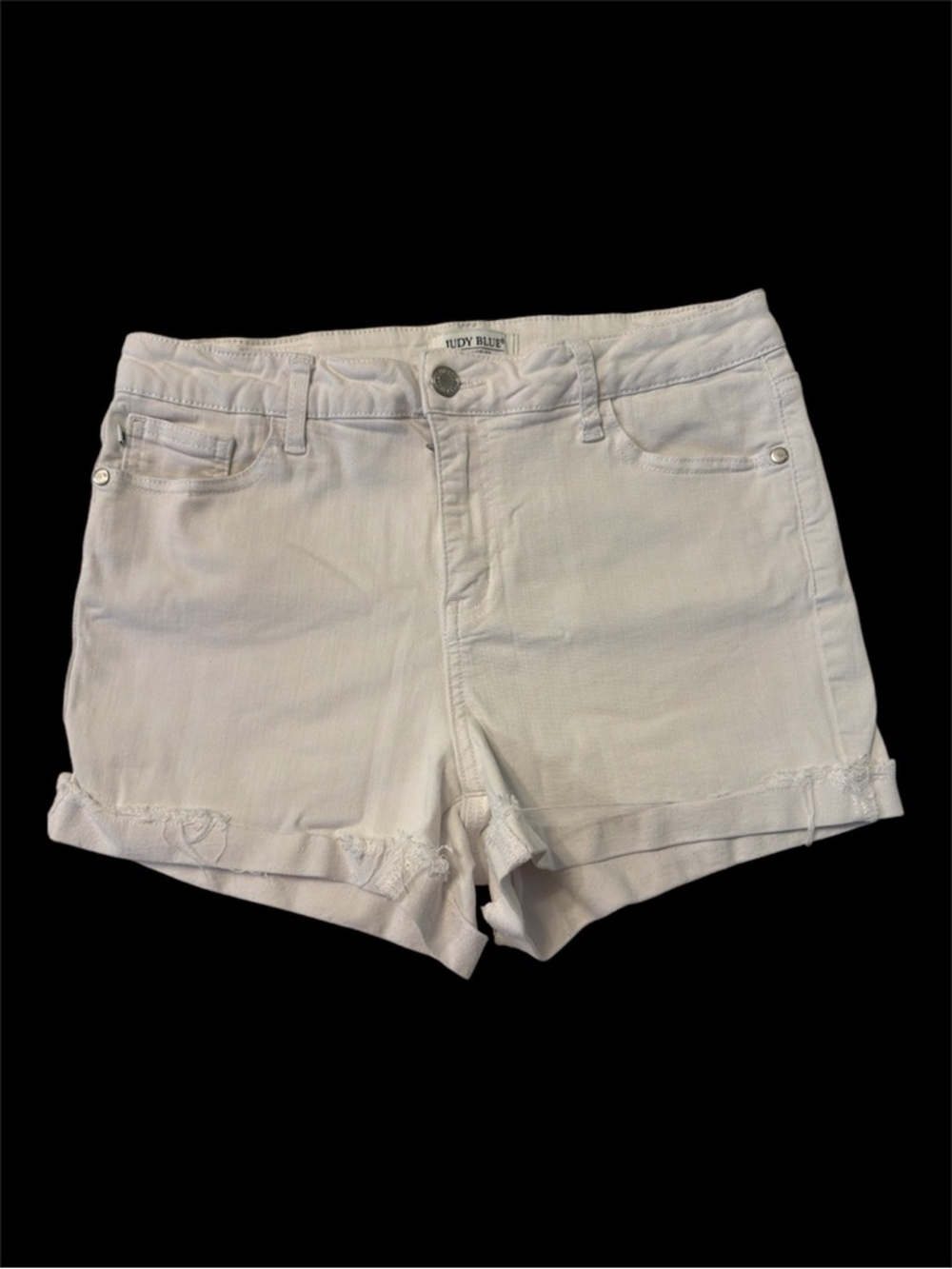White Judy Blue Stretch Denim Shorts